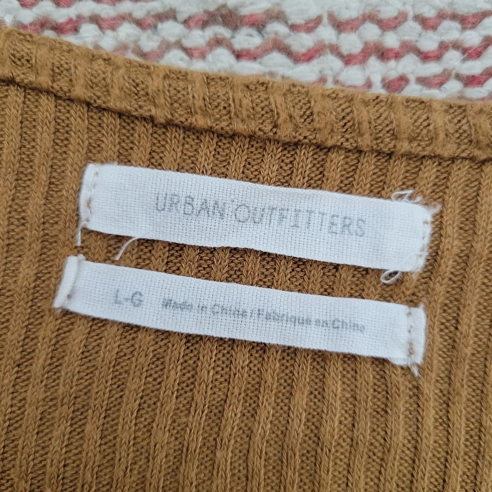 Urban outfitters long sleeve wrap sweater top ribbed knit blouse fall autumn - Picture 2 of 2